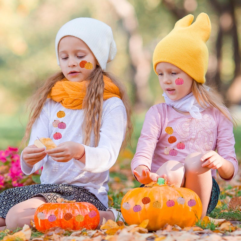 Whaline Fall Thanksgiving Pumpkin Stickers Roll Laser Pink Orange Pumpkin Shape Seal Stickers Waterproof Self-Adhesive Decals for Envelope Scrapbook Autumn Party Supplies, 500 Pcs - Image 4